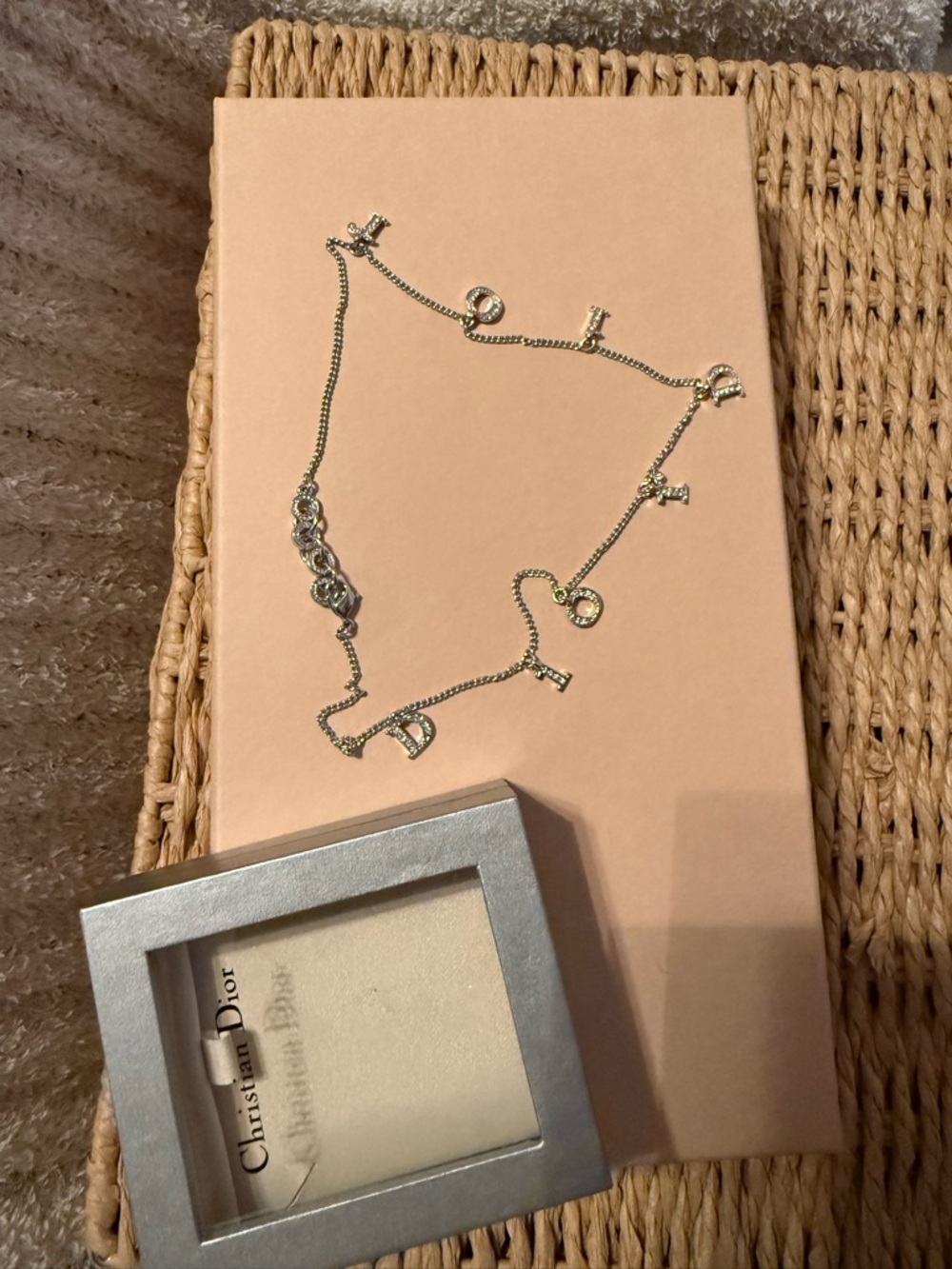 Dior Silver-tone Letter Charm Necklace with D I O R Pendants